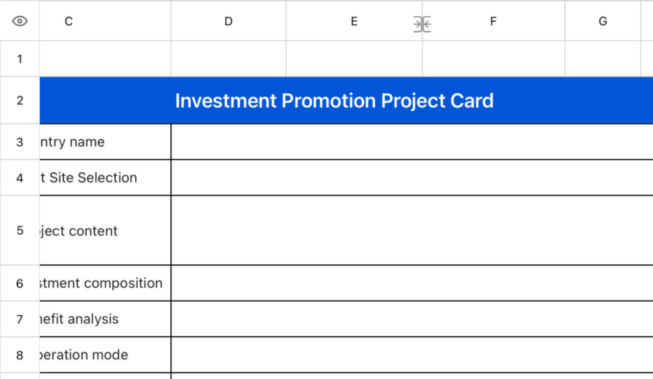 Investment promotion project card 1